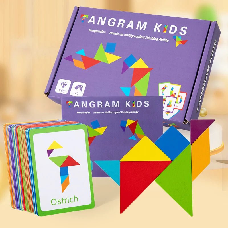 3D Wooden Tangram Jigsaw Puzzles Board Games Kids Montessori Educational Toys Children Kindergarten Geometric Shape Teaching Aid - InnovaCuisine
