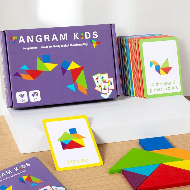 3D Wooden Tangram Jigsaw Puzzles Board Games Kids Montessori Educational Toys Children Kindergarten Geometric Shape Teaching Aid - InnovaCuisine