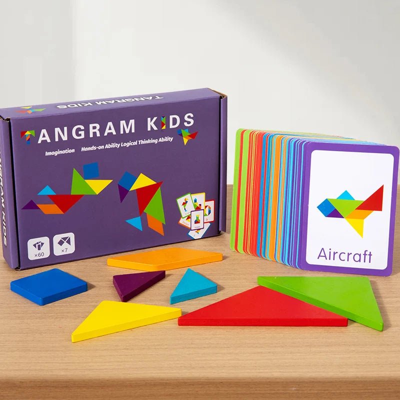 3D Wooden Tangram Jigsaw Puzzles Board Games Kids Montessori Educational Toys Children Kindergarten Geometric Shape Teaching Aid - InnovaCuisine