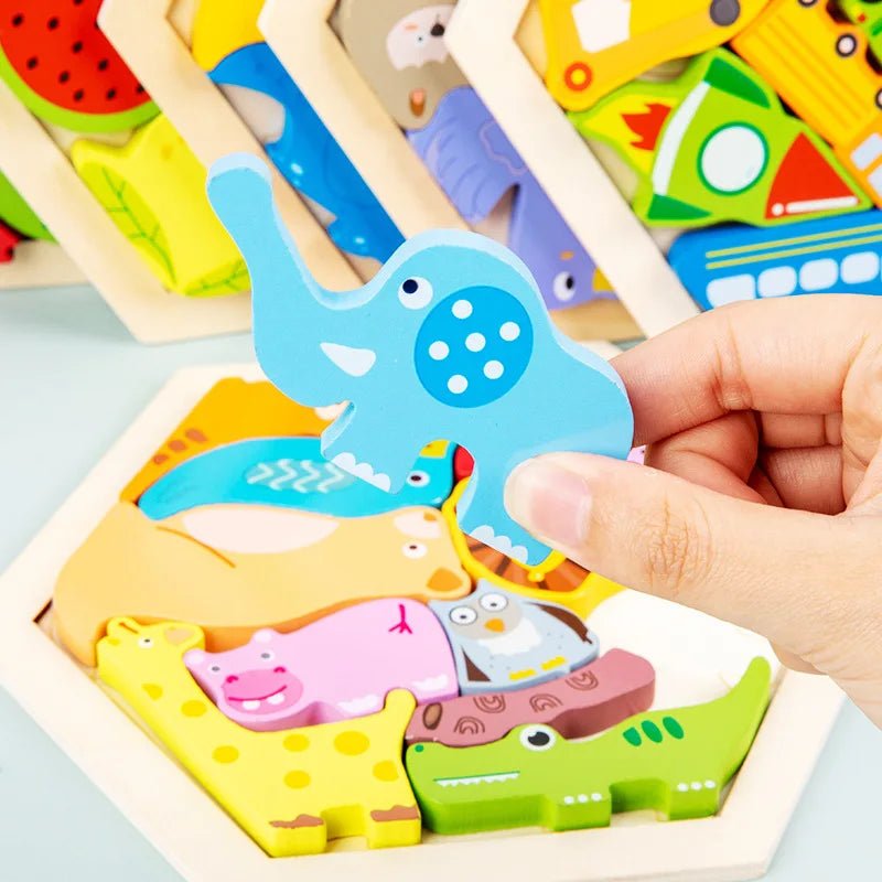 Baby toy Wooden jigsaw Puzzle Creative 3D Puzzle for Children's Intelligence Development Ealy Educational toy for Children - InnovaCuisine