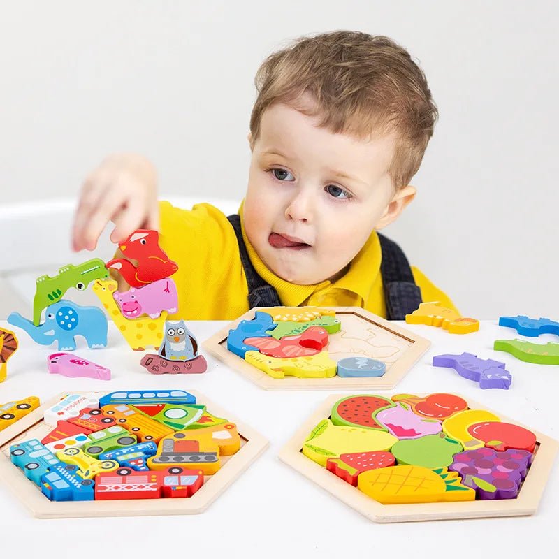 Baby toy Wooden jigsaw Puzzle Creative 3D Puzzle for Children's Intelligence Development Ealy Educational toy for Children - InnovaCuisine