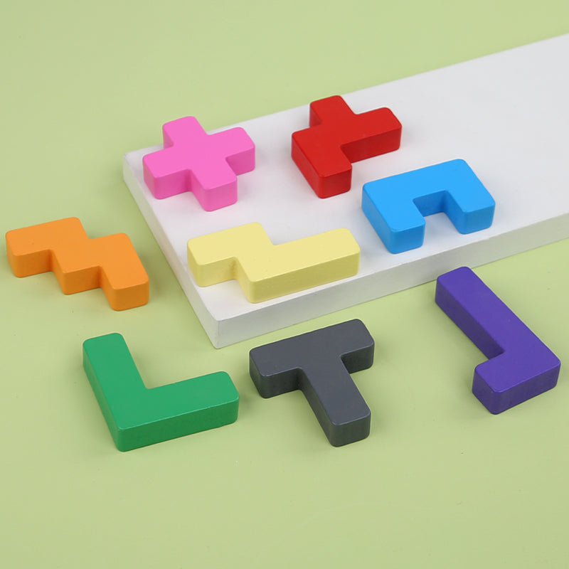Blocs géométriques colorés puzzle Montessori vue produit complète - jouet éducatif enfant 4-6 ans - Atelier Puzzle