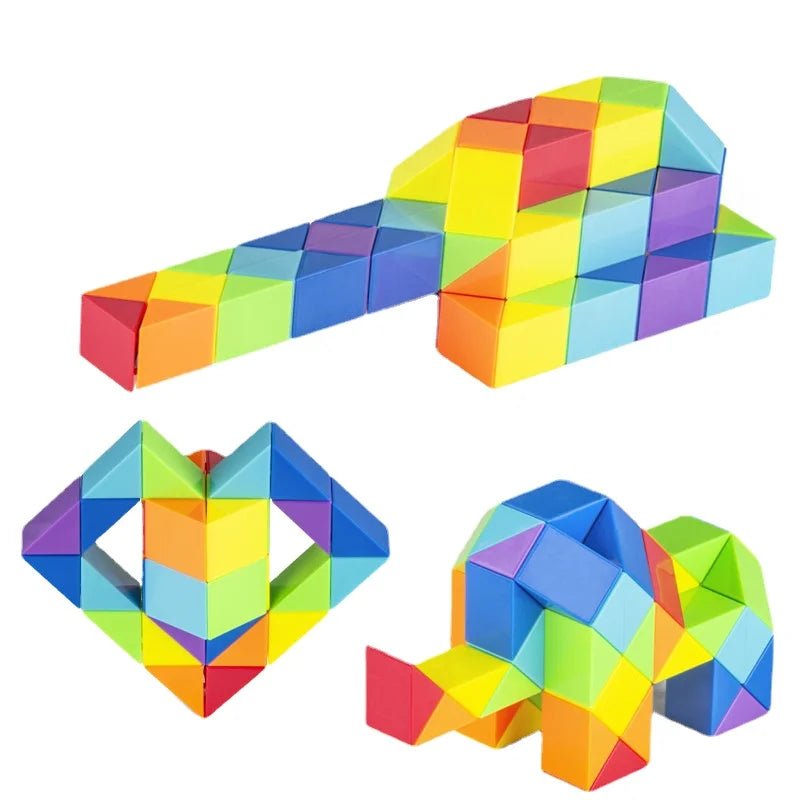 Colored Magic Cube Toys Magic Rule Snake Multi - color Puzzle Fidget Toys Decompression Transformable Cubes Educational Toys - InnovaCuisine