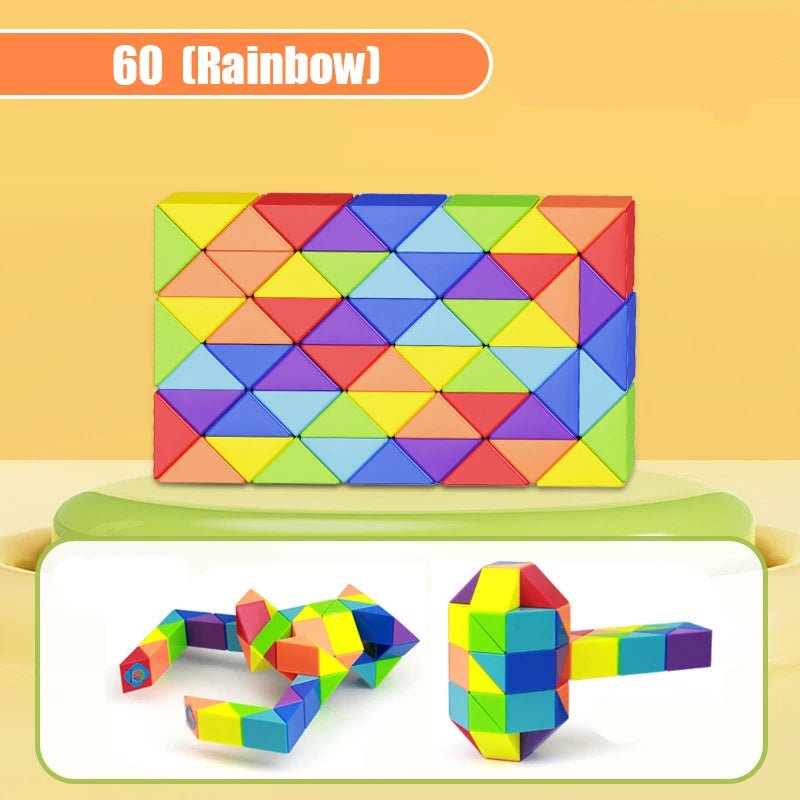 Colored Magic Cube Toys Magic Rule Snake Multi - color Puzzle Fidget Toys Decompression Transformable Cubes Educational Toys - InnovaCuisine