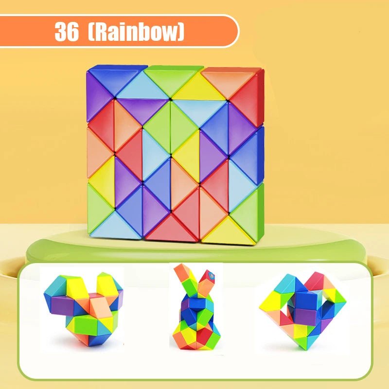 Colored Magic Cube Toys Magic Rule Snake Multi - color Puzzle Fidget Toys Decompression Transformable Cubes Educational Toys - InnovaCuisine