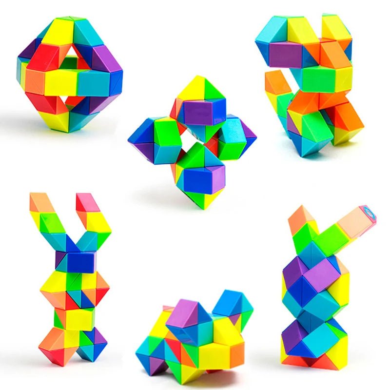 Colored Magic Cube Toys Magic Rule Snake Multi - color Puzzle Fidget Toys Decompression Transformable Cubes Educational Toys - InnovaCuisine
