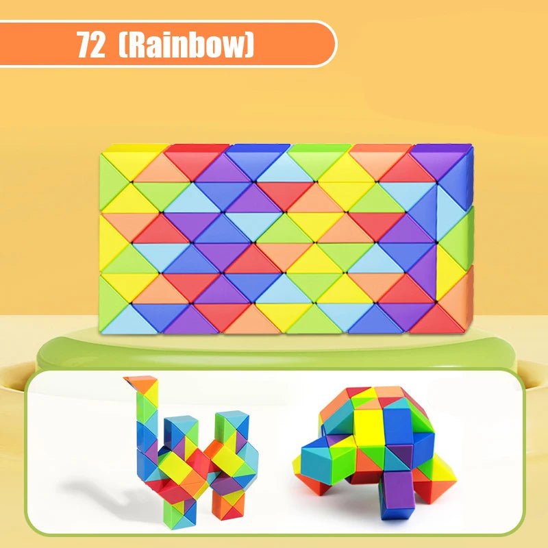 Colored Magic Cube Toys Magic Rule Snake Multi - color Puzzle Fidget Toys Decompression Transformable Cubes Educational Toys - InnovaCuisine