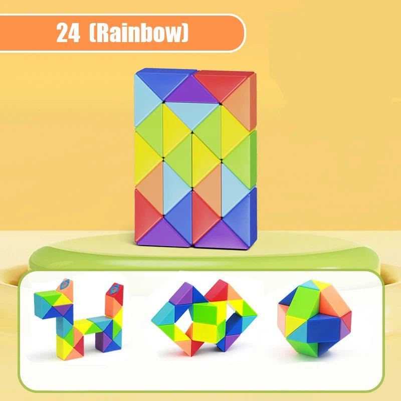 Colored Magic Cube Toys Magic Rule Snake Multi - color Puzzle Fidget Toys Decompression Transformable Cubes Educational Toys - InnovaCuisine
