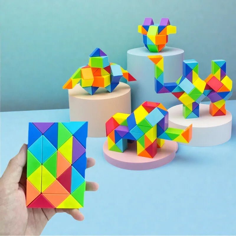 Colored Magic Cube Toys Magic Rule Snake Multi - color Puzzle Fidget Toys Decompression Transformable Cubes Educational Toys - InnovaCuisine