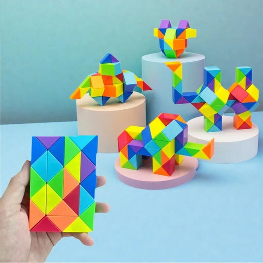 Colored Magic Cube Toys Magic Rule Snake Multi - color Puzzle Fidget Toys Decompression Transformable Cubes Educational Toys - InnovaCuisine