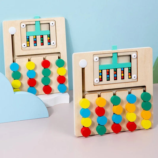 Montessori Wooden Color Matching Puzzles, Logic Game,Thinking Training Enlightenment Hand - eye Coordination Early Educational Toy - InnovaCuisine