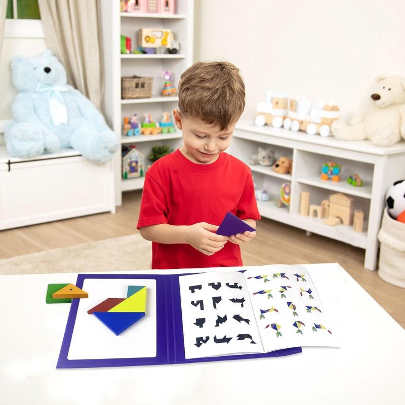 Tangram Magnétique en Bois avec Livre de Défis — Jeu de Logique, Créativité et Géométrie pour Enfant 3 - 8 ans - InnovaCuisine