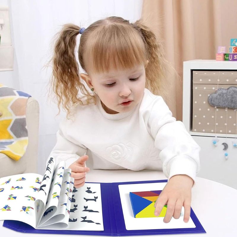 Tangram Magnétique en Bois avec Livre de Défis — Jeu de Logique, Créativité et Géométrie pour Enfant 3 - 8 ans - InnovaCuisine