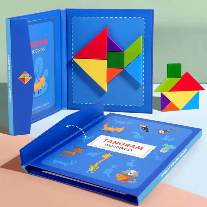 Tangram Magnétique en Bois avec Livre de Défis — Jeu de Logique, Créativité et Géométrie pour Enfant 3 - 8 ans - InnovaCuisine