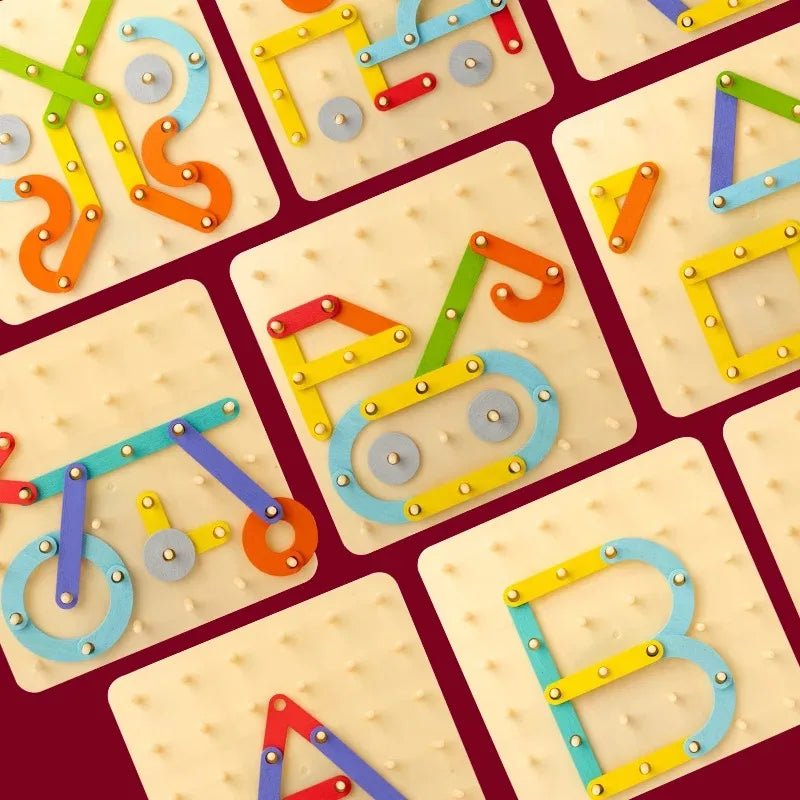 Wooden Montessori Stacking Puzzle – Alphabet, Numbers & Shapes Matching Game, Cognitive Development Toy for Kids Christmas gifts - InnovaCuisine