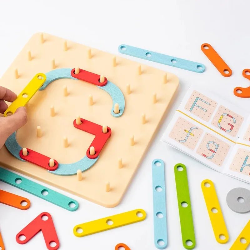 Wooden Montessori Stacking Puzzle – Alphabet, Numbers & Shapes Matching Game, Cognitive Development Toy for Kids Christmas gifts - InnovaCuisine